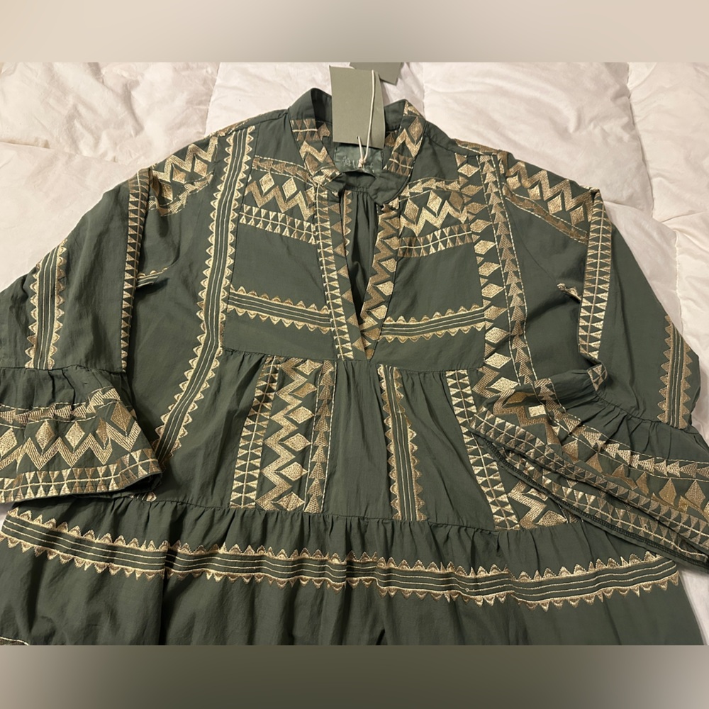 Aether Concept Cotton Bohemian Green Maxi Dress - NWT - Size S (Oversized) - Picture 6 of 13